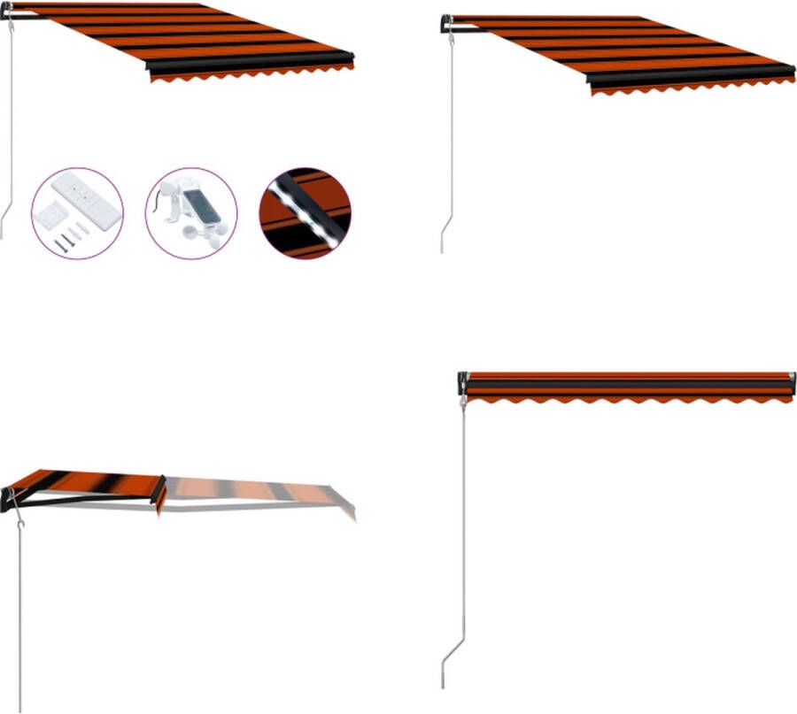 VidaXL Luifel uittrekbaar met windsensor LED 350x250 cm oranje bruin Uitschuifbare Luifel Uitschuifbare Luifels Uittrekbare Luifel Uittrekbare Luifels