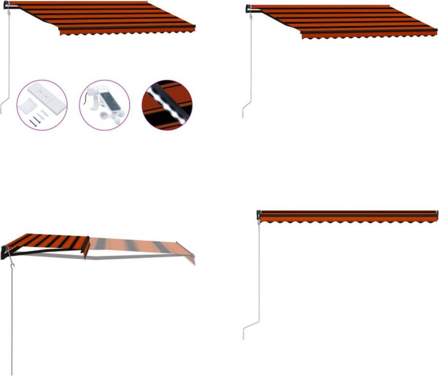 VidaXL Luifel uittrekbaar met windsensor LED 450x300 cm oranje bruin Uitschuifbare Luifel Uitschuifbare Luifels Uittrekbare Luifel Uittrekbare Luifels
