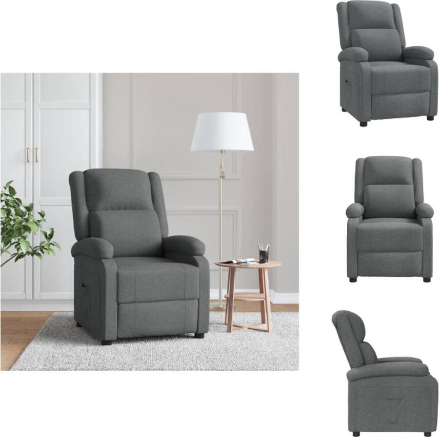 VidaXL Luxe Leunstoel Donkergrijs 71 x 90.5 x 96 cm (B x D x H) Verstelbare rugleuning en voetensteun Fauteuil