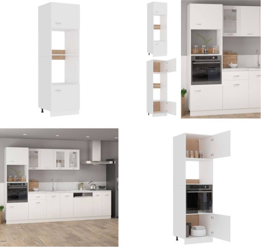 VidaXL Magnetronkast Lyon 60x57x207 cm bewerkt hout wit Magnetronkast Magnetronkasten Keukenkast Keukenkasten