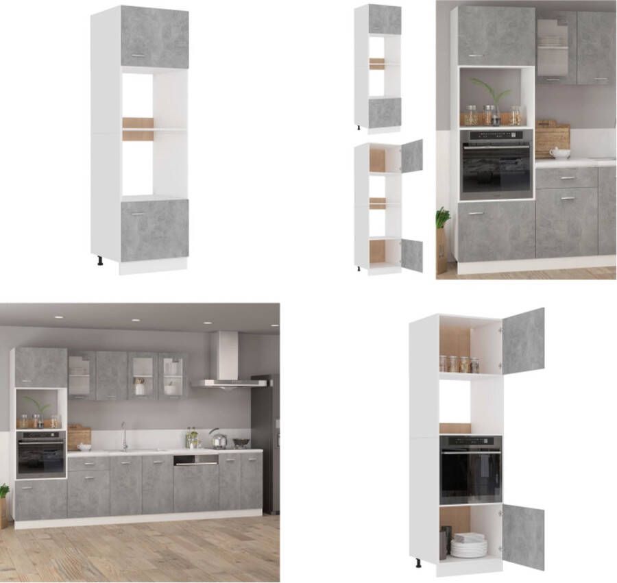 VidaXL Magnetronkast 60x57x207 cm bewerkt hout betongrijs Magnetronkast Magnetronkasten Keukenkast Keukenkasten