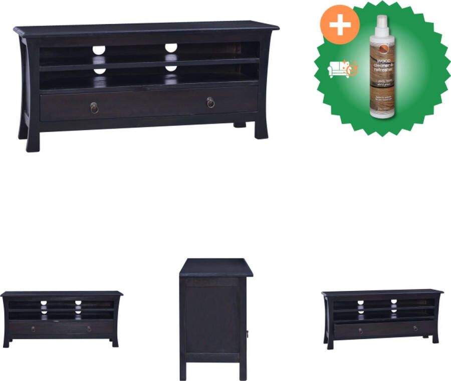 VidaXL Tv-meubel 100x30x45 cm massief mahoniehout lichtkoffiekleurig Kast Inclusief Houtreiniger en verfrisser