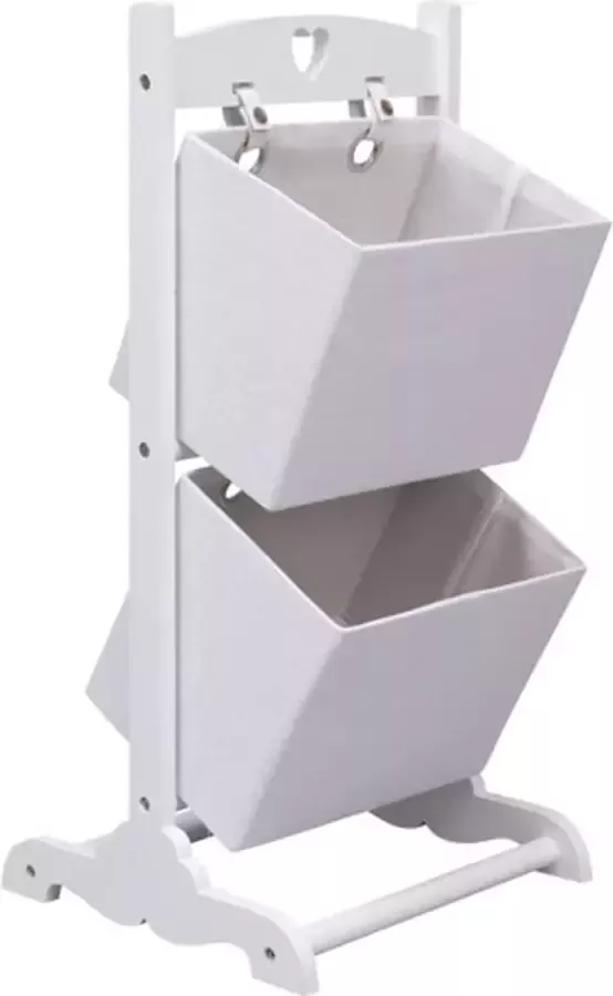 VidaXL -Mandenrek-2-laags-35x35x72-cm-hout-wit