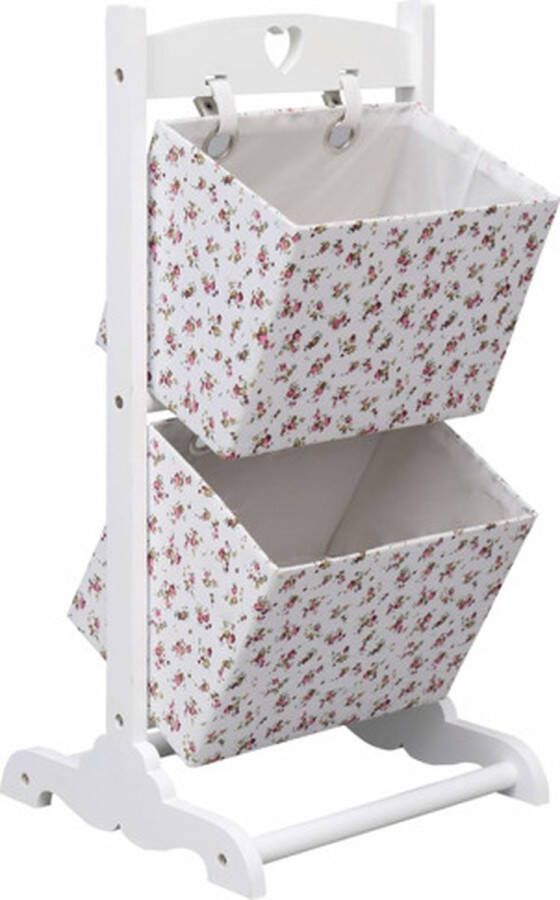 VidaXL -Mandenrek-2-laags-bloem-35x35x72-cm-hout