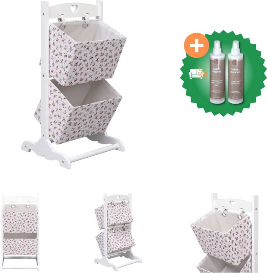 VidaXL Mandenrek 2-laags bloem 35x35x72 cm hout Kast Inclusief Onderhoudsset