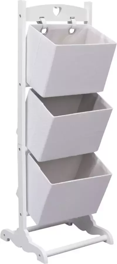 VidaXL Mandenrek 3-laags 35x35x102 cm hout wit