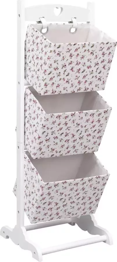 VidaXL Mandenrek 3-laags bloem 35x35x102 cm hout