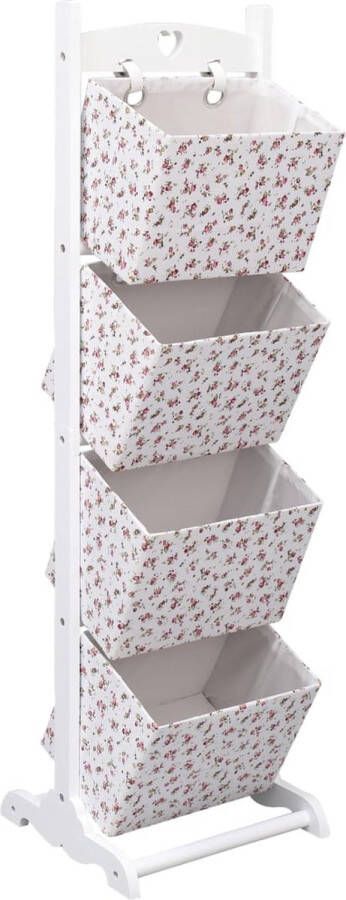 VidaXL Mandenrek 4-laags bloem 35x35x125 cm hout