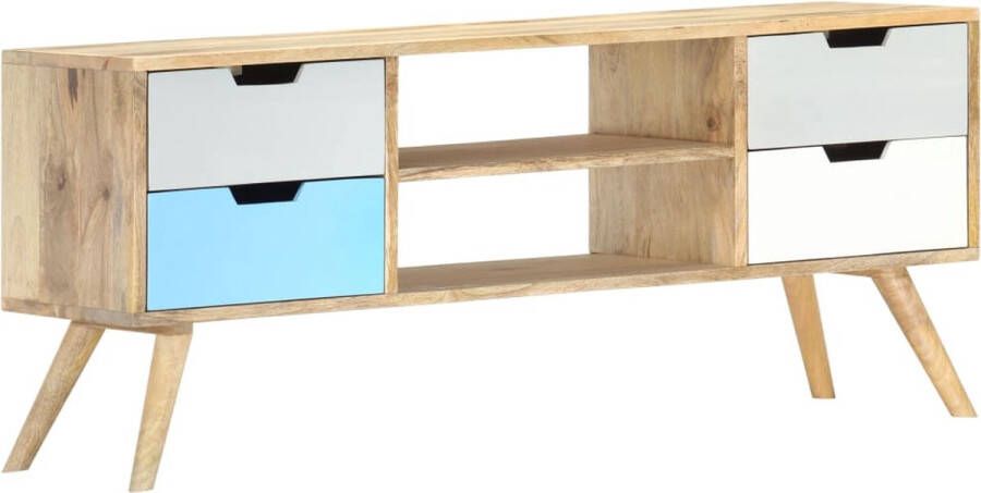 VidaXL Tv-meubel Massief Mangohout 110x35x48 cm Tv-kast Mangohout Salontafel Vintage Meubels Rustic Furniture - Foto 4