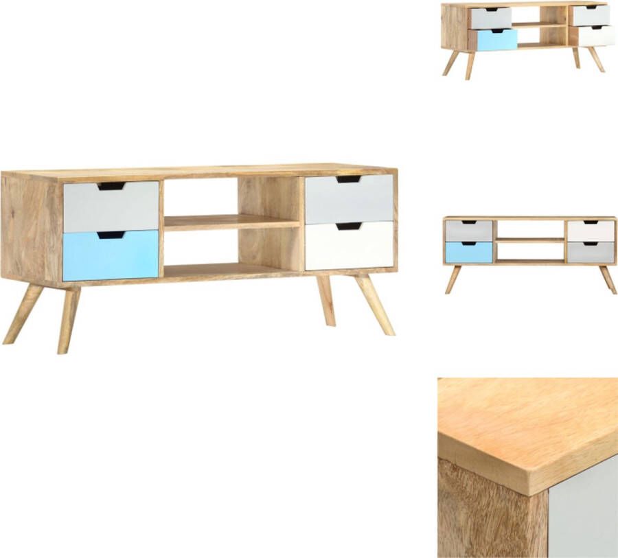 VidaXL Tv-meubel Massief Mangohout 110x35x48 cm Tv-kast Mangohout Salontafel Vintage Meubels Rustic Furniture - Foto 3