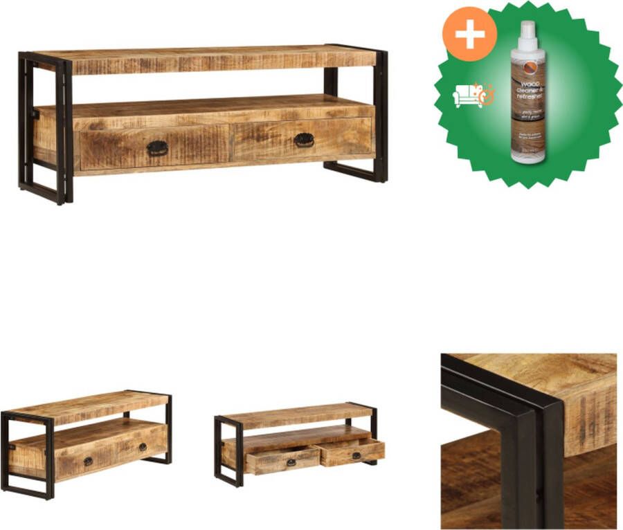 VidaXL Televisiekast Industriële Houten Meubel 120x35x45cm Massief Mangohout Kast Inclusief Houtreiniger en verfrisser - Foto 2