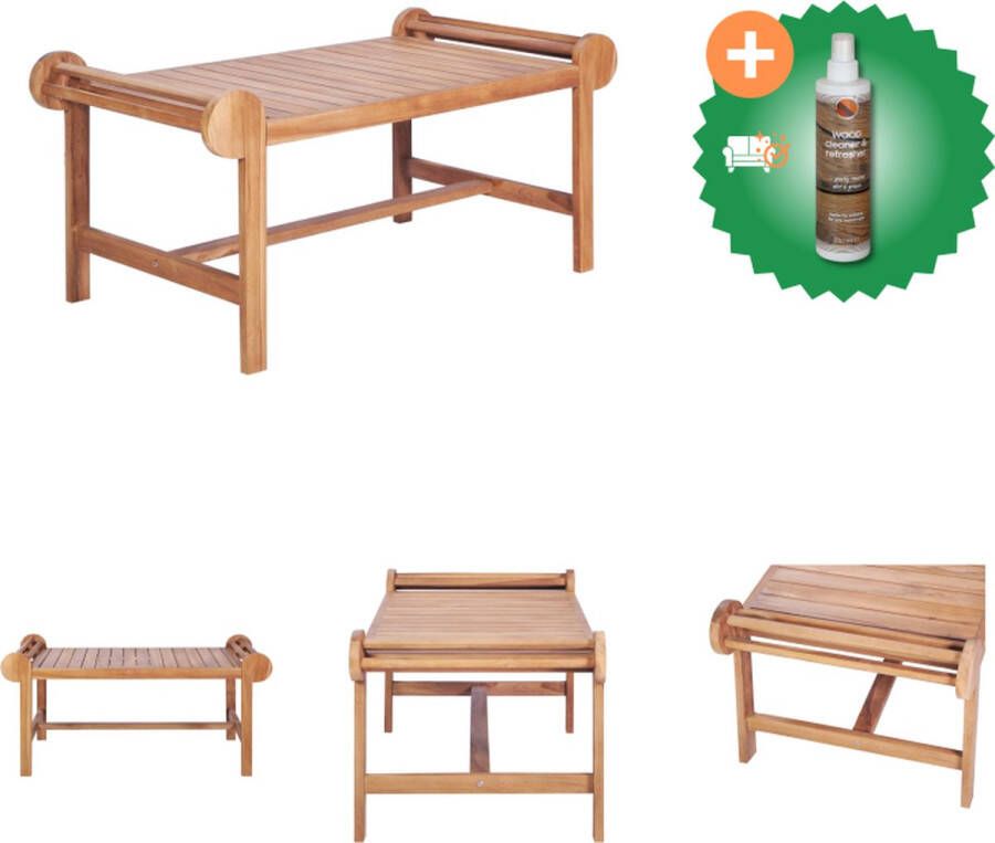 VidaXL Marlboro Salontafel Teakhout 100 x 50 x 45 cm Waterbasisafwerking Tafel Inclusief Houtreiniger en verfrisser
