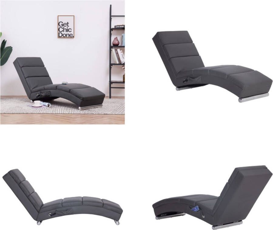 VidaXL Massage chaise longue kunstleer grijs Chaise Longue Chaise Longues Ligstoel Ligstoelen