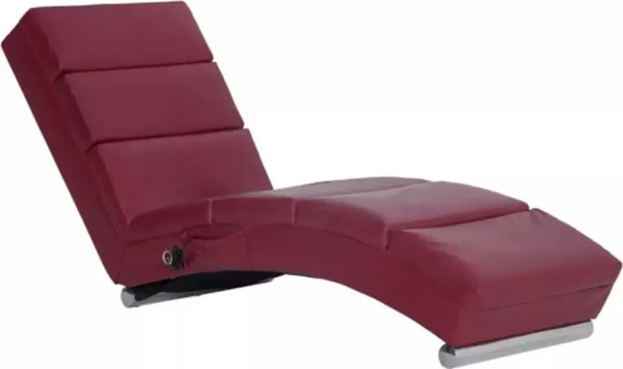 VIDAXL Massage chaise longue kunstleer wijnrood - Foto 2