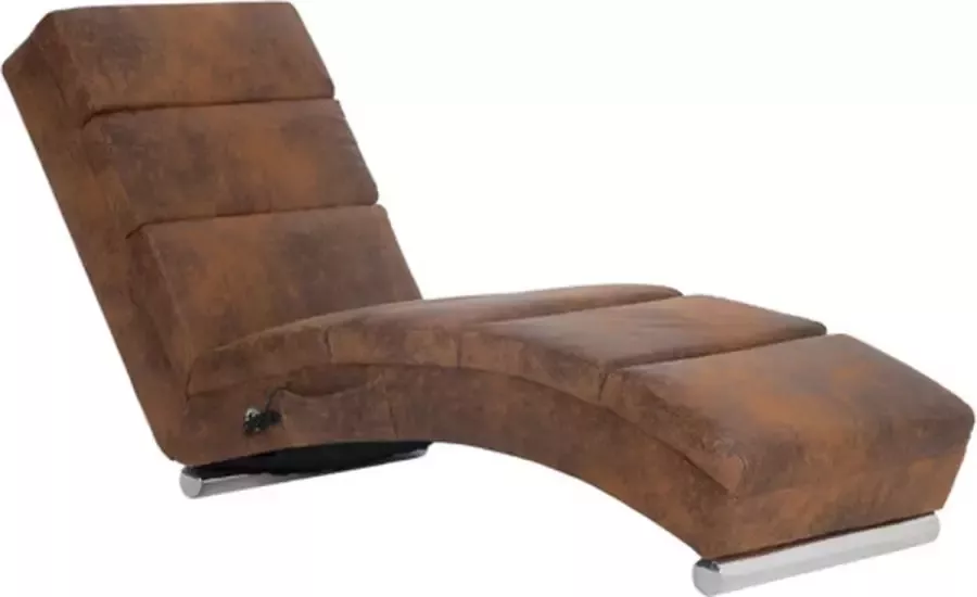 vidaXL Massage chaise longue kunstsuède bruin