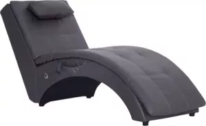 VidaXL Massage chaise longue met kussen kunstleer grijs