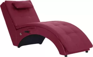 VidaXL Massage chaise longue met kussen kunstleer wijnrood