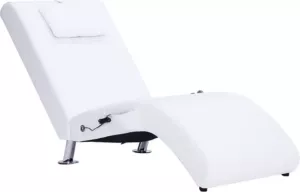 VidaXL Massage chaise longue met kussen kunstleer wit