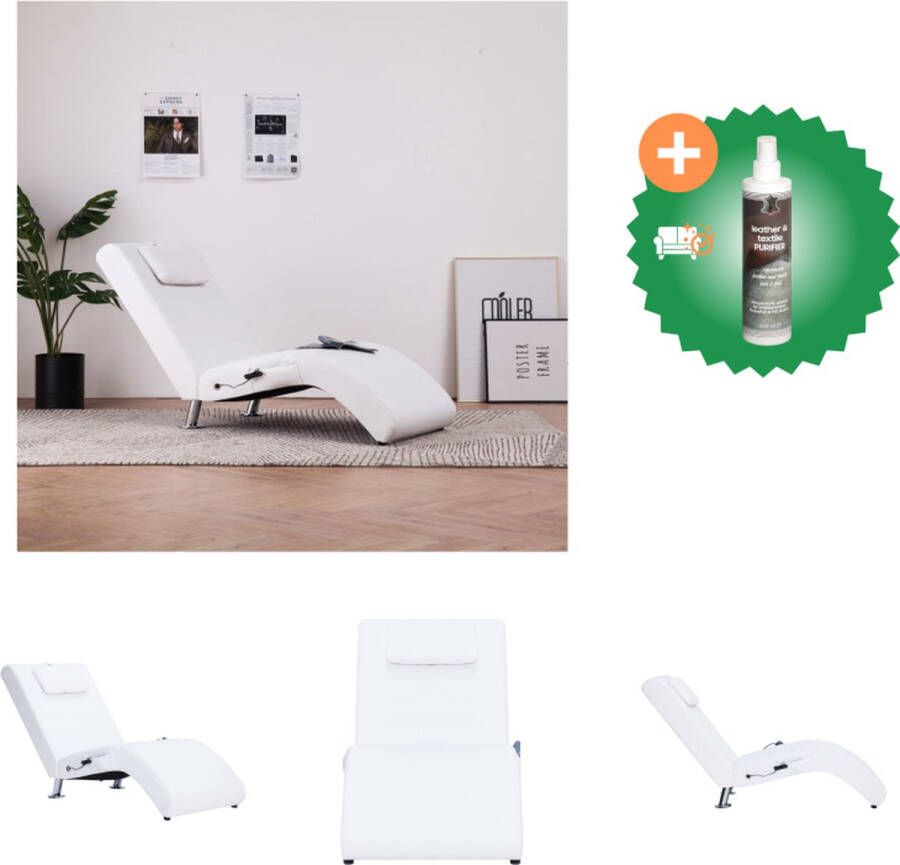 VidaXL -Massage-chaise-longue-met-kussen-kunstleer-wit Chaise longue Inclusief Reiniger