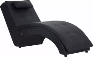 VidaXL Massage chaise longue met kussen kunstleer zwart
