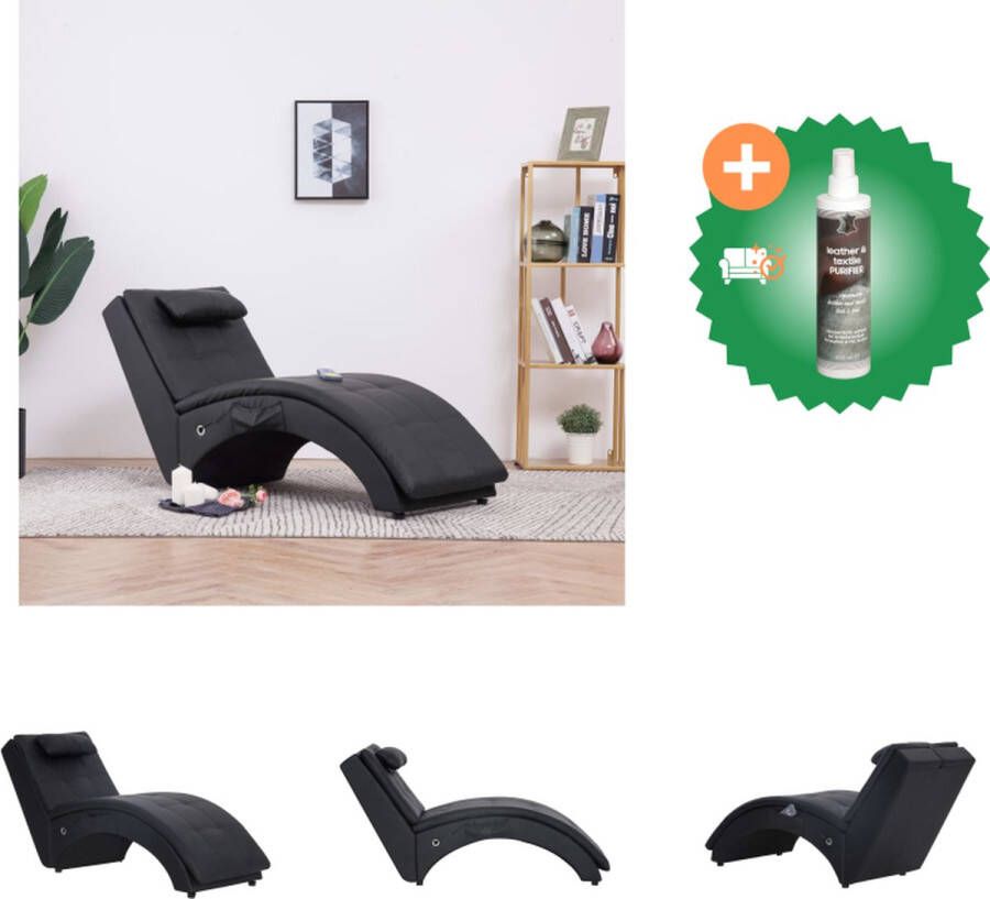 vidaXL Massage chaise longue met kussen kunstleer zwart Chaise longue Inclusief Reiniger