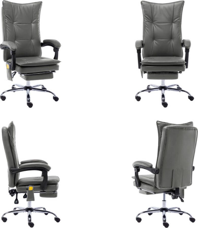 VidaXL Massage kantoorstoel kunstleer antraciet Bureaustoel Bureaustoelen Massage Kantoorstoel Massage Kantoorstoelen
