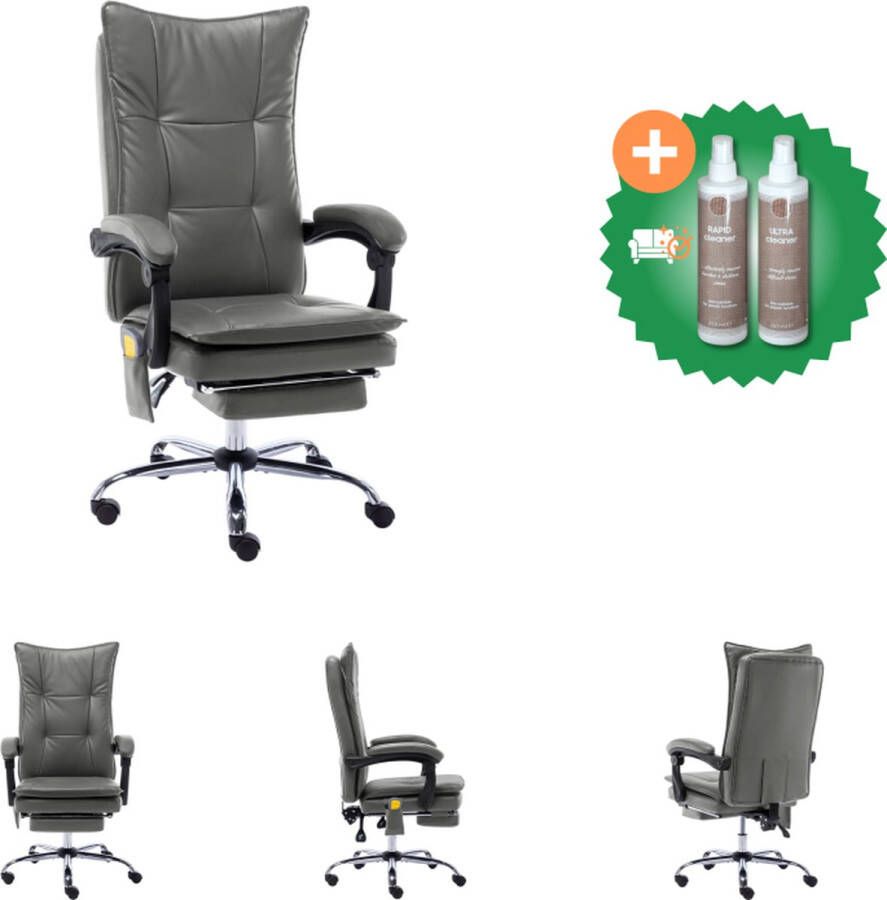VidaXL Massage kantoorstoel kunstleer antraciet Bureaustoel Inclusief Onderhoudsset