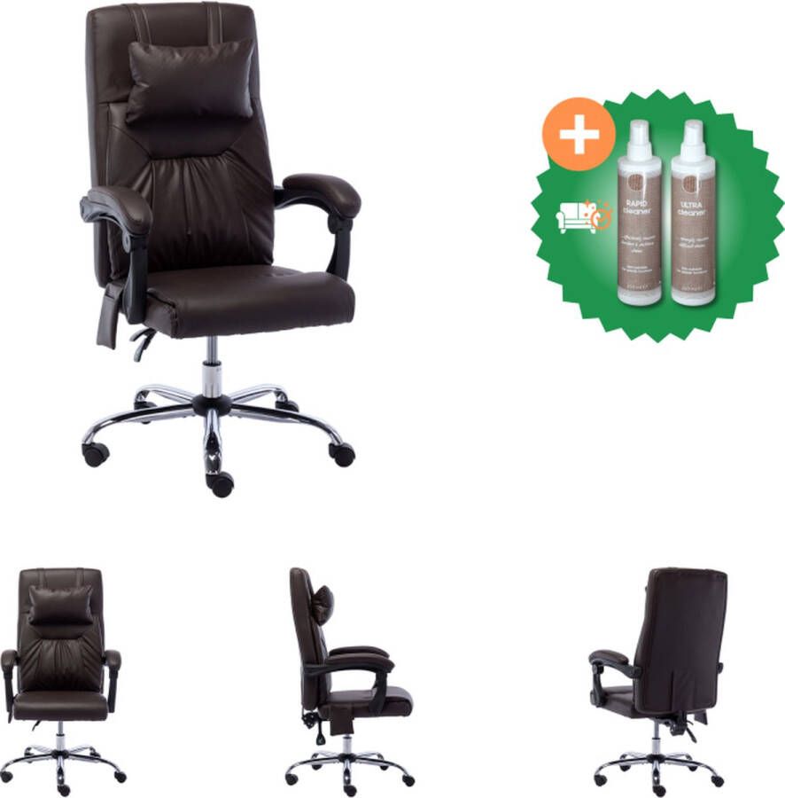 VidaXL Massage kantoorstoel kunstleer bruin Bureaustoel Inclusief Onderhoudsset