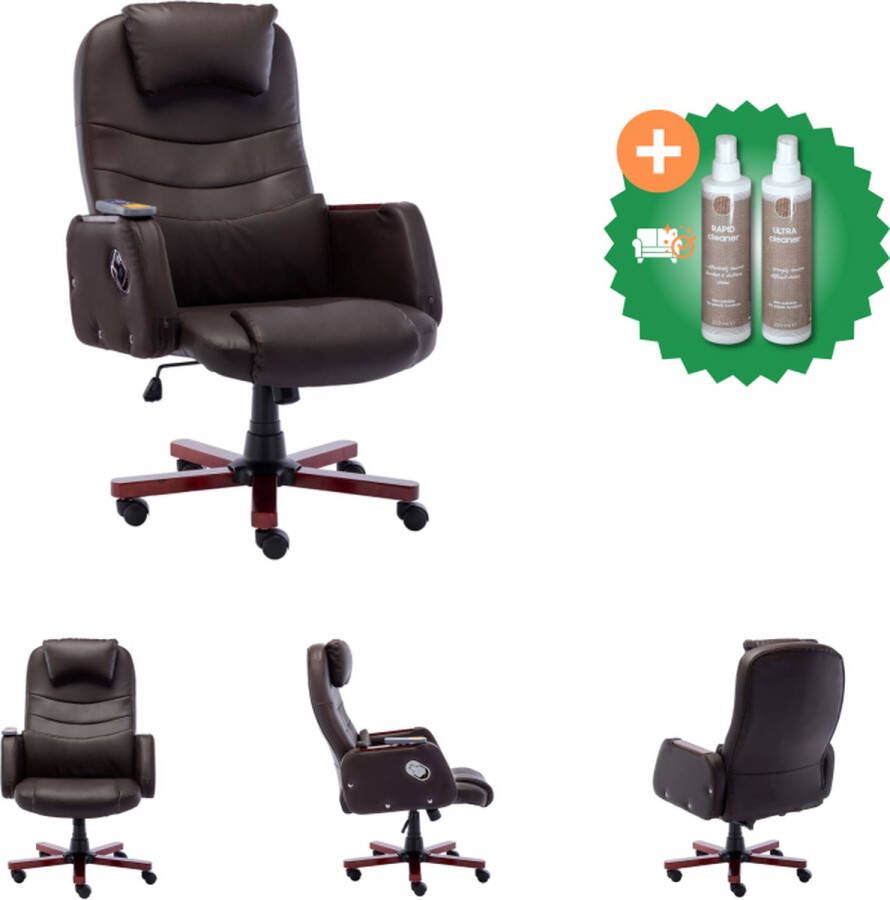 VidaXL Massage kantoorstoel kunstleer bruin Bureaustoel Inclusief Onderhoudsset