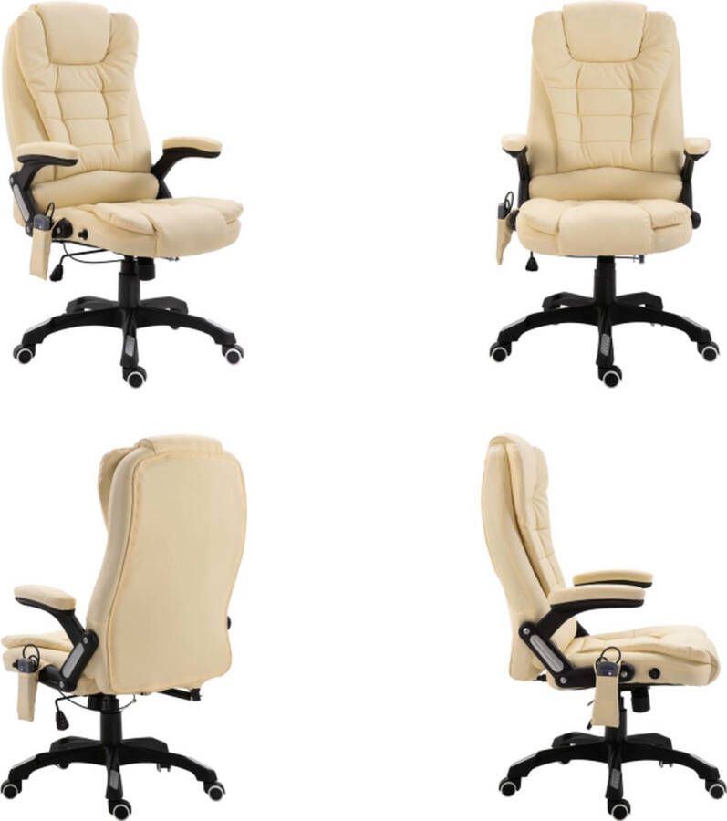 vidaXL Massage kantoorstoel kunstleer crème Bureaustoel Bureaustoelen Computer Stoel Computer Stoelen