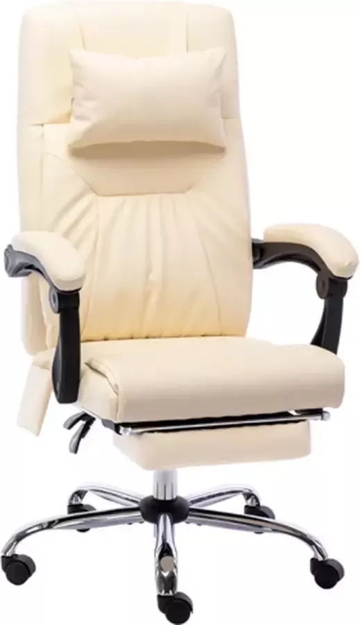 VidaXL Massage kantoorstoel kunstleer crèmekleurig - Foto 1