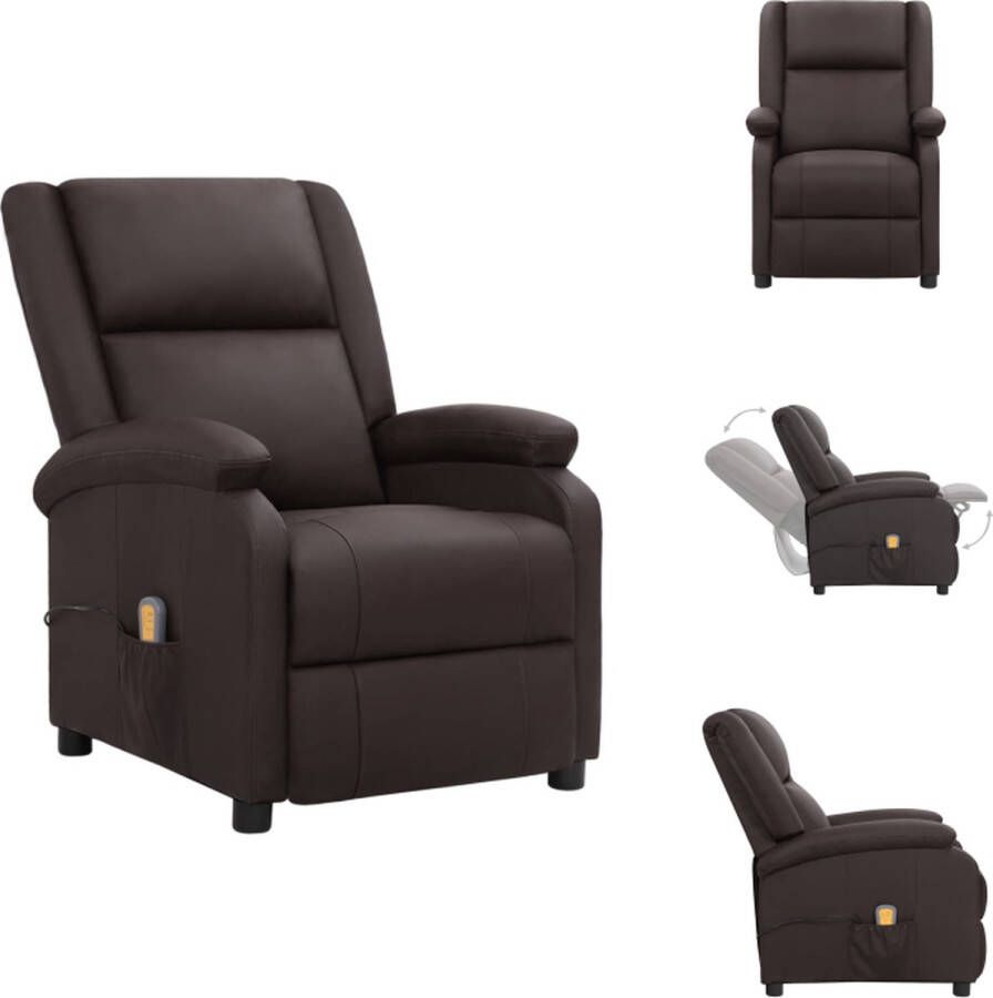 vidaXL Massagefauteuil Bruin 70 x 93 x 98 cm Verstelbaar 6-punts trillingsmassage Echt leer Fauteuil