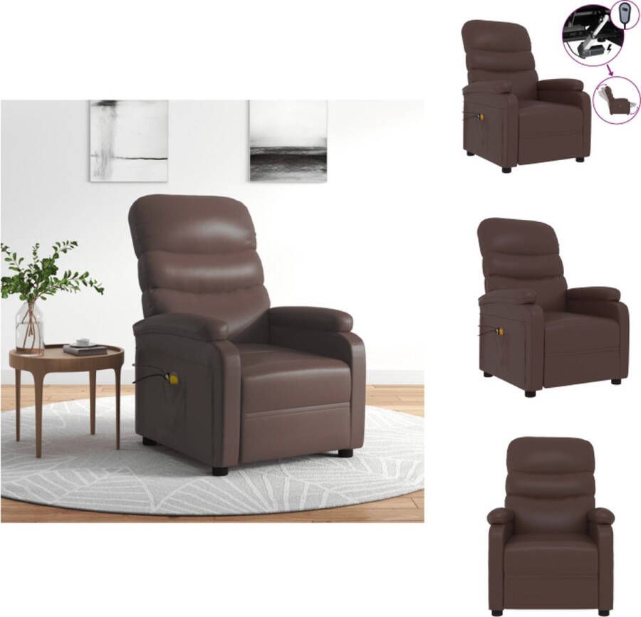 vidaXL Massagefauteuil Bruin Elektrisch verstelbaar- 6-punts trillingsmassage- 75x91x101cm Fauteuil