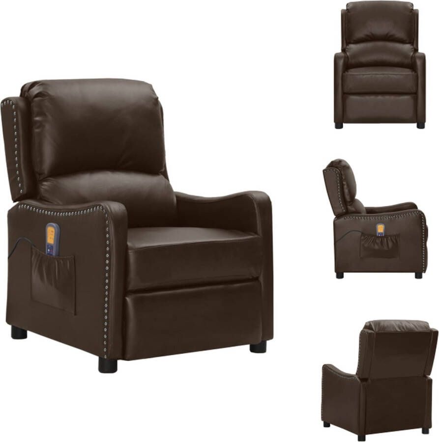 vidaXL Massagefauteuil Bruin Verstelbaar 6-punts trillingsmassage Kunstleer 67x83x95.5 cm Fauteuil