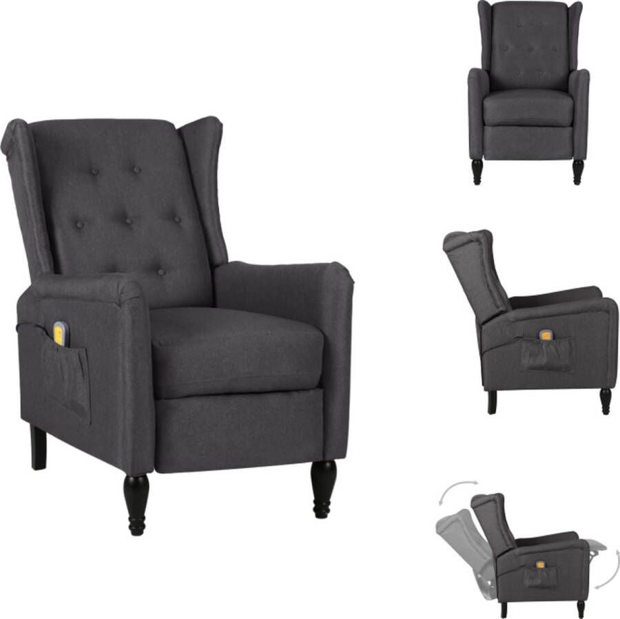 VidaXL Massagefauteuil donkergrijs 66 x 90 x 98 cm verstelbaar 4-punts trillingsmassage Fauteuil