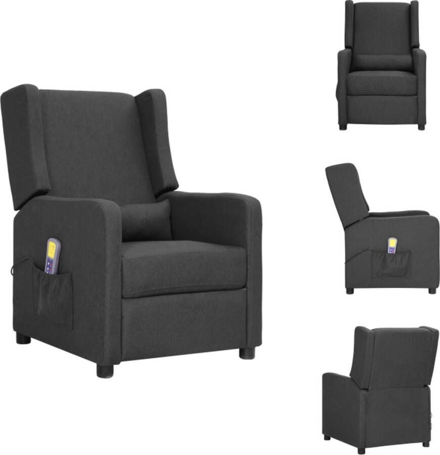 vidaXL Massagefauteuil Donkergrijs 68.5x139x76 cm Verstelbaar met 6-punts trillingsmassage Fauteuil