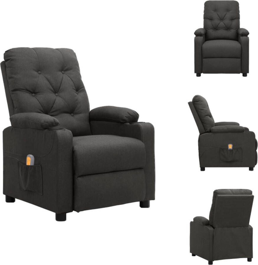 vidaXL Massagefauteuil Donkergrijs 78.5 x 93 x 96.5 cm Verstelbaar 6-punts trillingsmassage Fauteuil