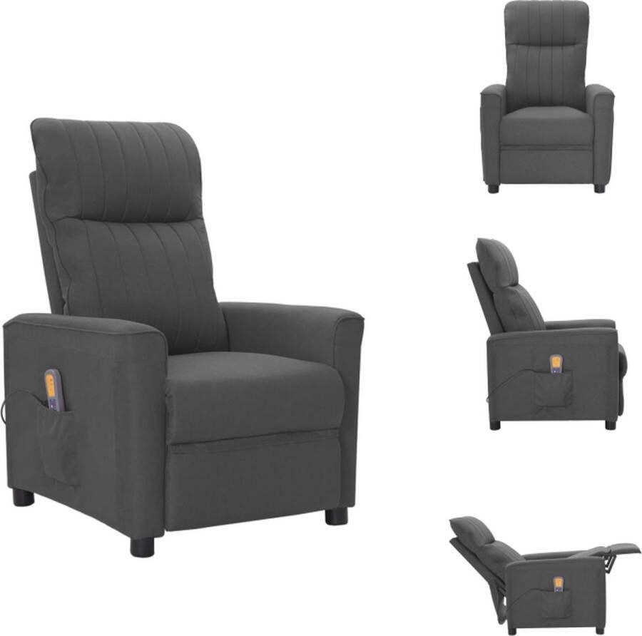 vidaXL Massagefauteuil Donkergrijs Verstelbaar 6-punts trillingsmassage 73.5x96x101 cm Fauteuil