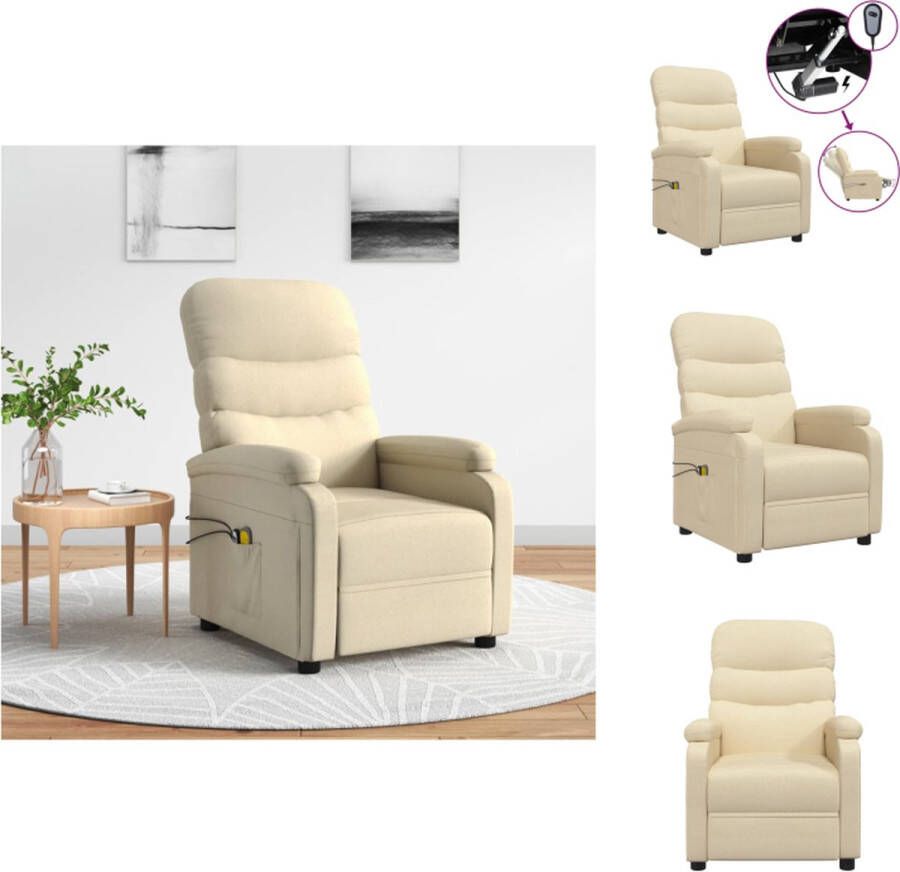 VidaXL Massagefauteuil Elektrisch Crème Verstelbaar 6-punts trillingsmassage 75 x 91 x 101 cm Fauteuil