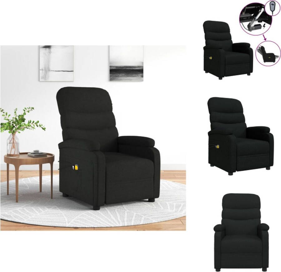 VidaXL Massagefauteuil Elektrisch Verstelbaar 3 Verstelbare Posities 6-punts Trillingsmassage Zwart 75 x 91 x 101 cm Fauteuil