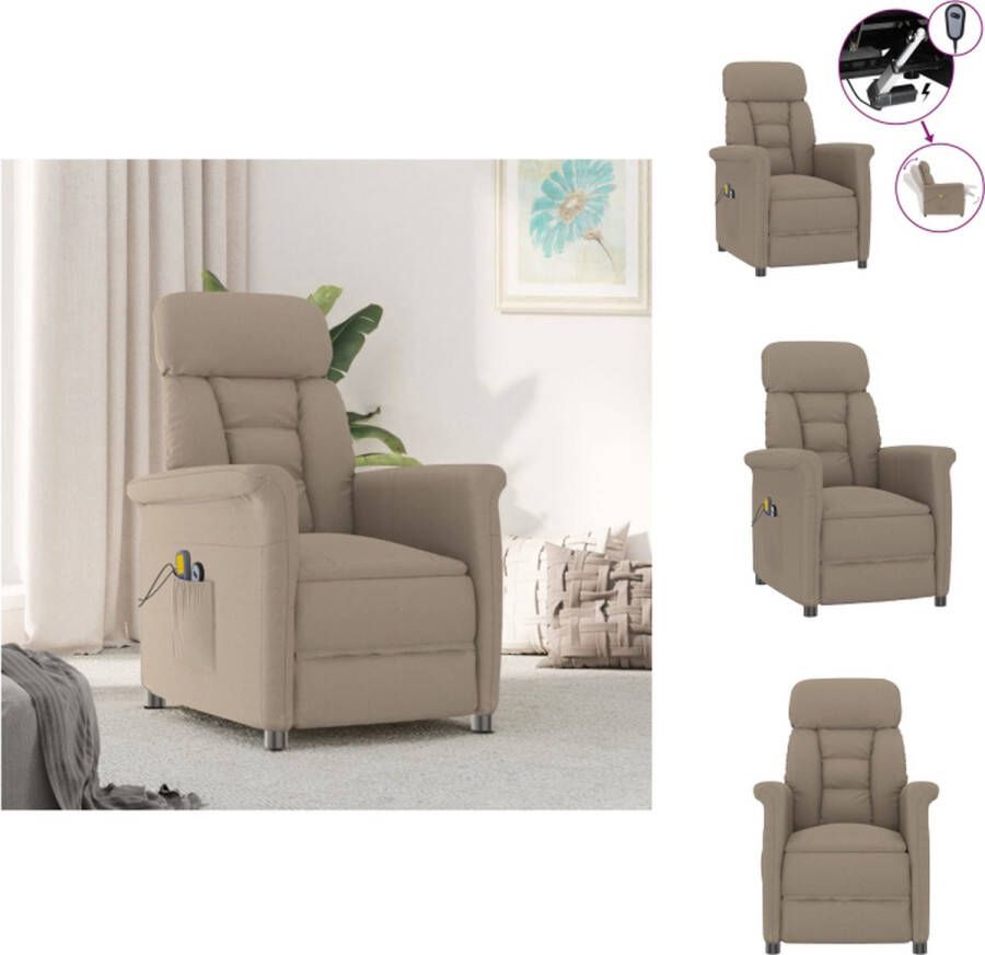 vidaXL massagefauteuil elektrisch verstelbaar 6-punts massage kunstsuède taupe 70.5x143x76 cm Fauteuil