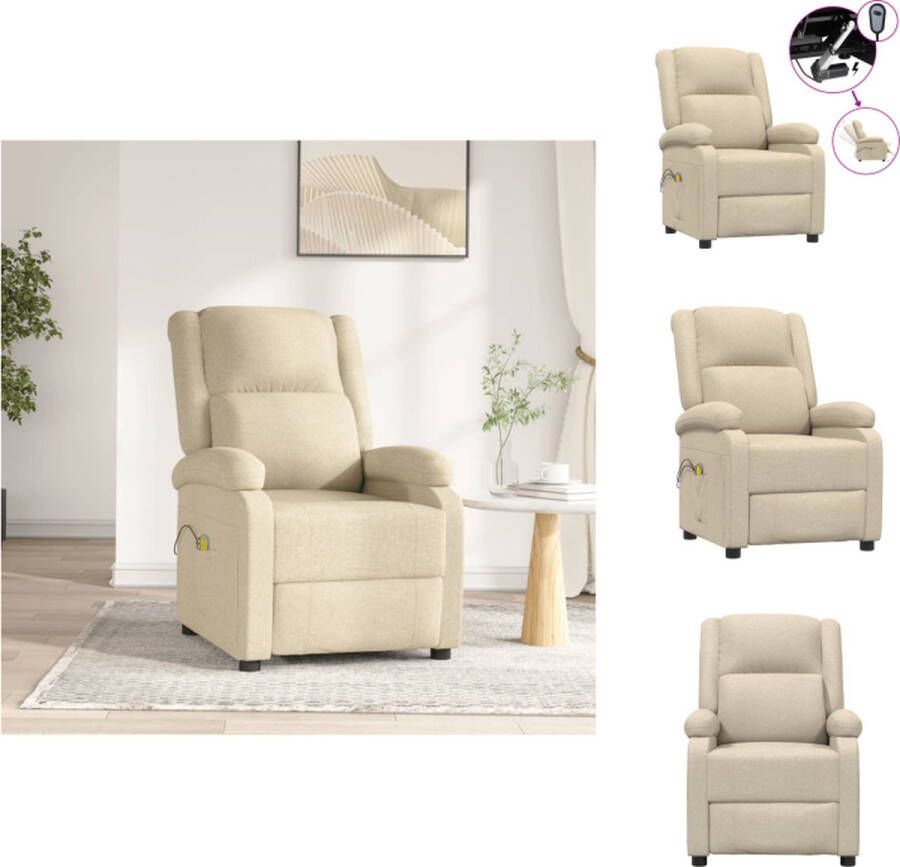 VidaXL Massagefauteuil Elektrisch verstelbaar 70 x 93 x 98 cm Crème Fauteuil