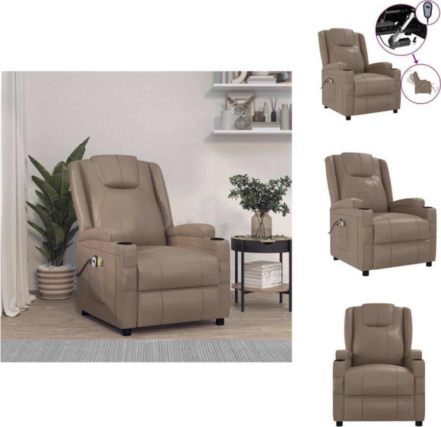 vidaXL Massagefauteuil Elektrisch Verstelbaar 75 x 88 x 100 cm Cappuccino Fauteuil