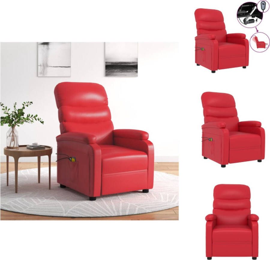 vidaXL Massagefauteuil Elektrisch verstelbaar 75 x 91 x 101 cm Rood Kunstleer Fauteuil