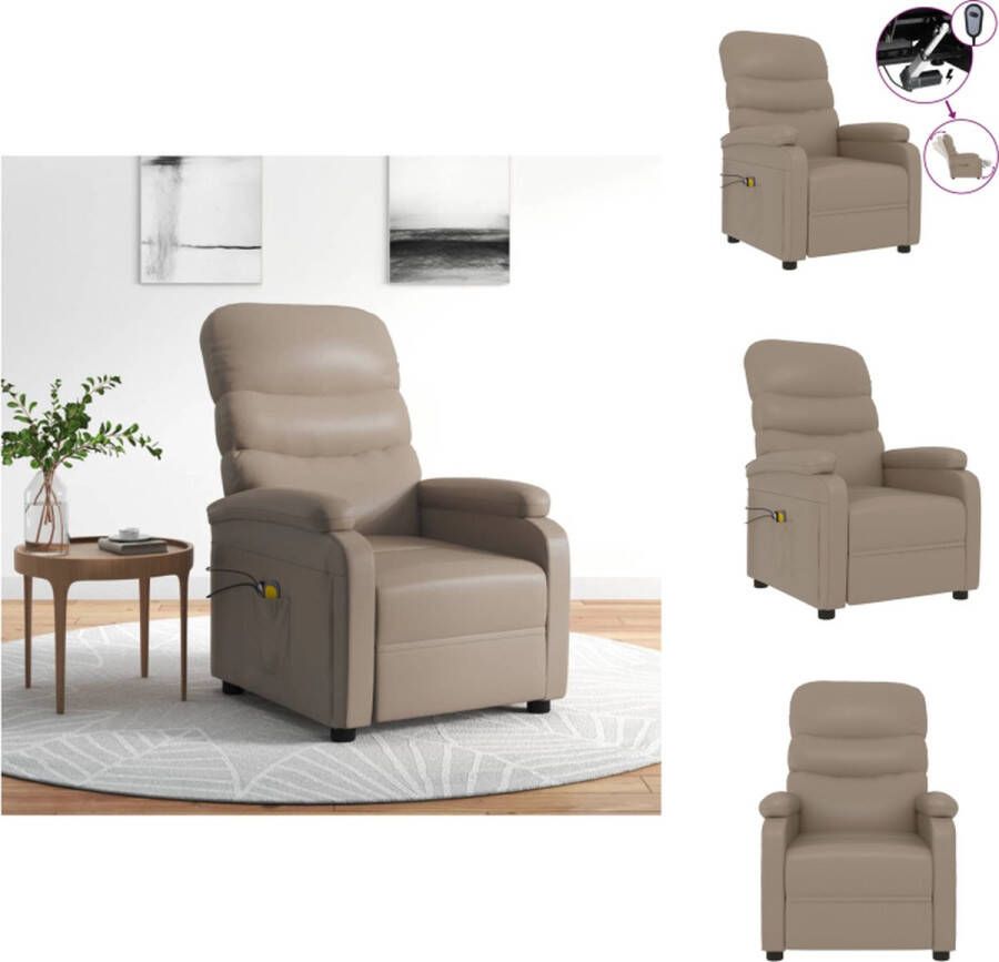 VidaXL Massagefauteuil Elektrisch verstelbaar 75x91x101 cm Cappuccino Kunstleer Fauteuil