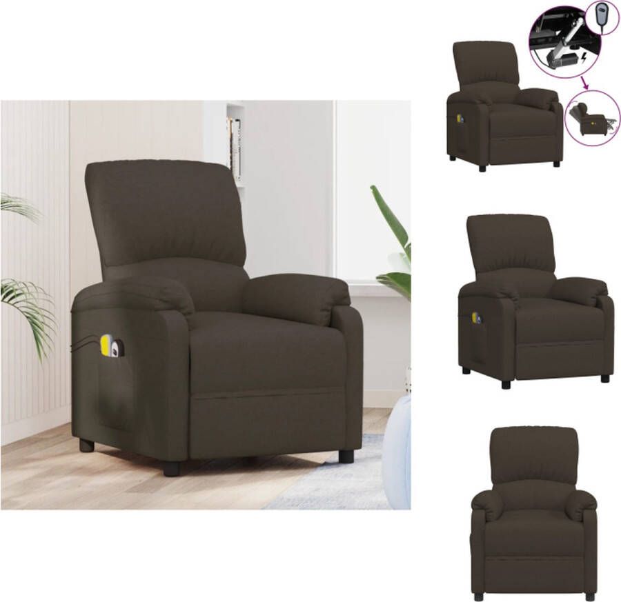 VidaXL Massagefauteuil Elektrisch Verstelbaar Donkerbruin 71 x 95 x 102 cm 6-punts Trillingsmassage Fauteuil