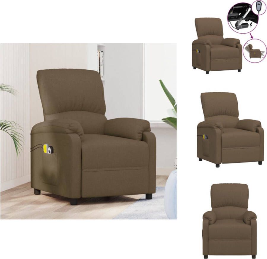 VidaXL Massagefauteuil Elektrisch verstelbaar Massagefunctie Bruin stof 71 x 95 x 102 cm Fauteuil