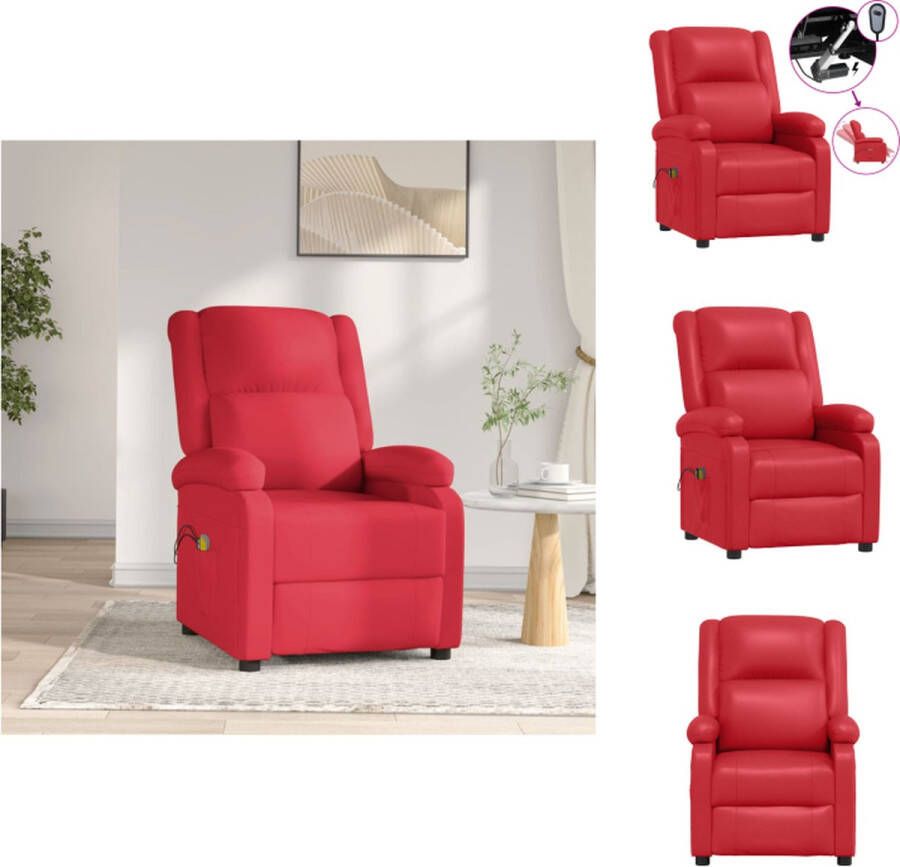 vidaXL Massagefauteuil Elektrisch verstelbaar Massagefunctie Comfortabel Kunstleer Stevig frame Rood Fauteuil