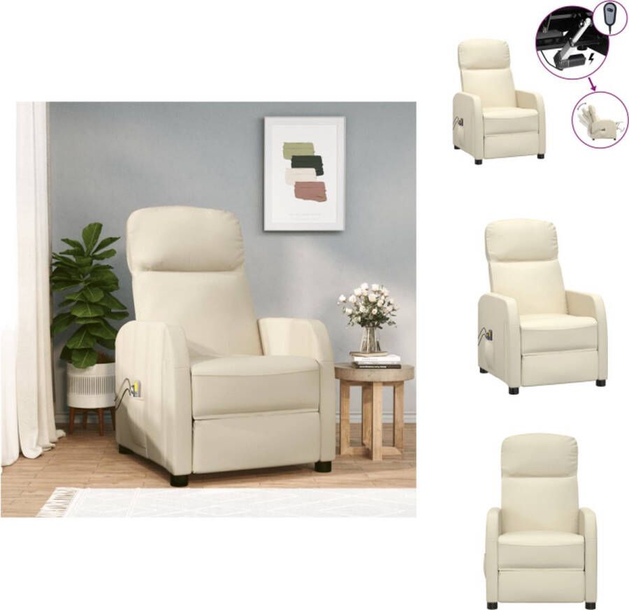 VidaXL Massagefauteuil elektrisch verstelbaar massagefunctie comfortabele zit crèmewit kunstleer 63.5 x 97 x 104.5 cm Fauteuil