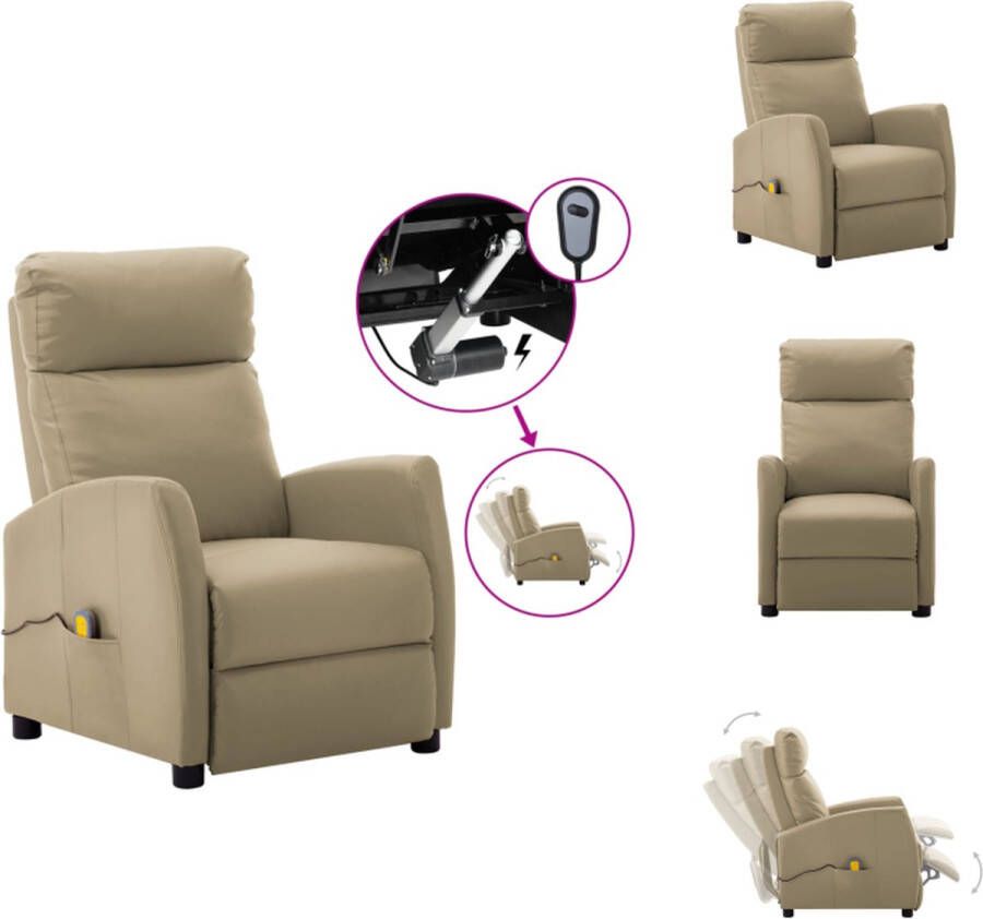 vidaXL Massagefauteuil Elektrisch verstelbaar Massagefunctie Comfortabele zit Stevig en stabiel frame Cappuccino Kunstleer 65x97x104.5cm 110 kg Fauteuil